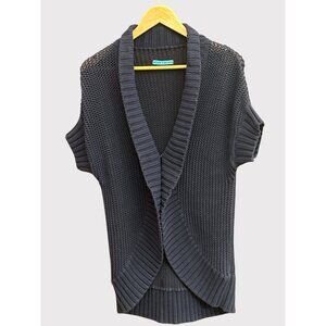 Alice + Olivia Navy Cara Cocoon Open Knit Cardigan Short Sleeve Y2K  Minimalist
